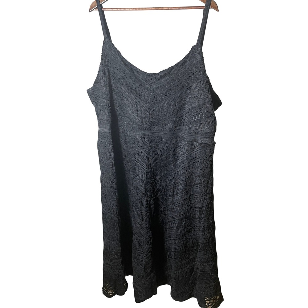 Torrid Womens Boho Whimsigoth Crochet Lace Dress 5XL Black Raised Waist Romantic